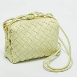 Pre Owned Bottega Veneta Lime Intrecciato Leather Mini Loop Camera Bag