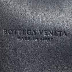 Pre Owned Bottega Veneta Black Embroidered Intrecciato Leather Frame Satchel