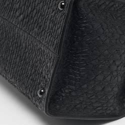 Pre Owned Bottega Veneta Black Embroidered Intrecciato Leather Frame Satchel