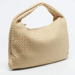 Pre Owned Bottega Veneta Cream Intrecciato Leather Large Veneta Hobo