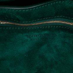 Pre Owned Bottega Veneta Green Suede Intrecciato Padded Chain Cassette Satchel