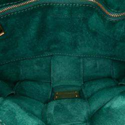 Pre Owned Bottega Veneta Green Suede Intrecciato Padded Chain Cassette Satchel
