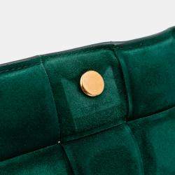 Pre Owned Bottega Veneta Green Suede Intrecciato Padded Chain Cassette Satchel