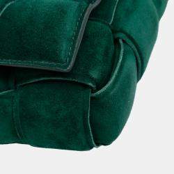 Pre Owned Bottega Veneta Green Suede Intrecciato Padded Chain Cassette Satchel