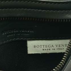 Pre Owned Bottega Veneta Dark Green Leather Zip Card Holder
