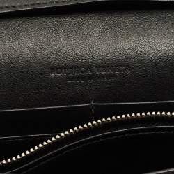 Pre Owned Bottega Veneta Black Intrecciato Leather Flap Crossbody Bag