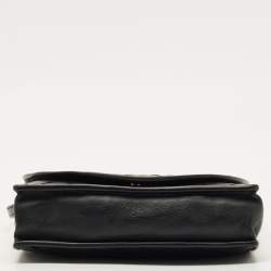 Pre Owned Bottega Veneta Black Intrecciato Leather Flap Crossbody Bag