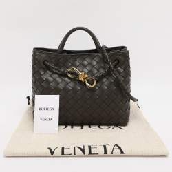 Pre Owned Bottega Veneta Dark Green Intrecciato Leather Small Andiamo Tote