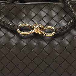 Pre Owned Bottega Veneta Dark Green Intrecciato Leather Small Andiamo Tote