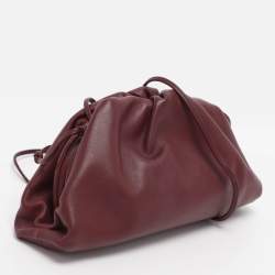 Pre Owned Bottega Veneta Burgundy Bordeaux Leather Mini The Pouch Bag