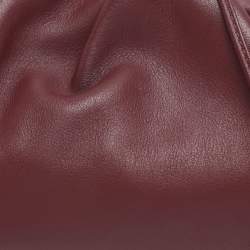 Pre Owned Bottega Veneta Burgundy Bordeaux Leather Mini The Pouch Bag