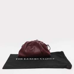 Pre Owned Bottega Veneta Burgundy Bordeaux Leather Mini The Pouch Bag