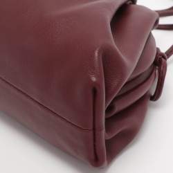 Pre Owned Bottega Veneta Burgundy Bordeaux Leather Mini The Pouch Bag