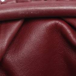 Pre Owned Bottega Veneta Burgundy Bordeaux Leather Mini The Pouch Bag