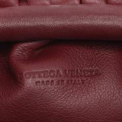 Pre Owned Bottega Veneta Burgundy Bordeaux Leather Mini The Pouch Bag