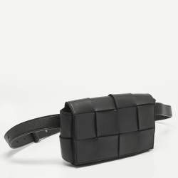 Pre Owned Bottega Veneta Black Intrecciato Leather Cassette Belt Bag