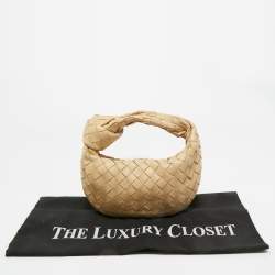 Pre Owned Bottega Veneta Beige Intrecciato Leather Mini Jodie Hobo