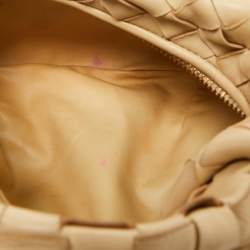Pre Owned Bottega Veneta Beige Intrecciato Leather Mini Jodie Hobo