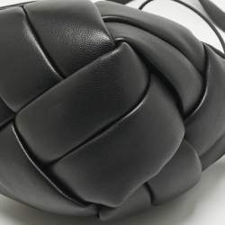 Pre Owned Bottega Veneta Black Intrecciato Helmet Leather Bucket Bag