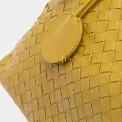 Pre Owned Bottega Veneta Yellow Medium Nappa Intrecciato Roma Tote