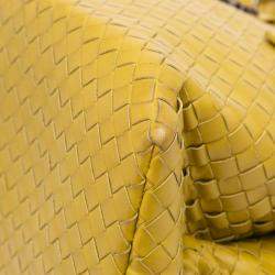 Pre Owned Bottega Veneta Yellow Medium Nappa Intrecciato Roma Tote