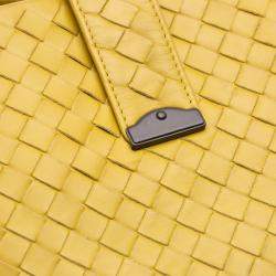 Pre Owned Bottega Veneta Yellow Medium Nappa Intrecciato Roma Tote