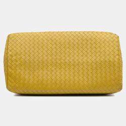 Pre Owned Bottega Veneta Yellow Medium Nappa Intrecciato Roma Tote