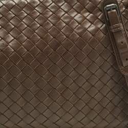 Pre Owned Bottega Veneta Brown Intrecciato Leather Nodini Crossbody Bag