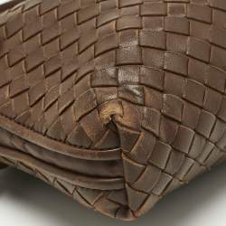 Pre Owned Bottega Veneta Brown Intrecciato Leather Nodini Crossbody Bag