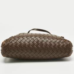 Pre Owned Bottega Veneta Brown Intrecciato Leather Nodini Crossbody Bag