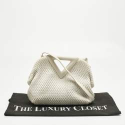 Pre Owned Bottega Veneta White Matelasse Leather Small The Point Triangle Bag