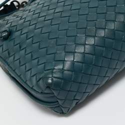 Pre Owned Bottega Veneta Teal Green Intrecciato Leather Nodini Crossbody Bag