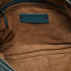 Pre Owned Bottega Veneta Teal Green Intrecciato Leather Nodini Crossbody Bag
