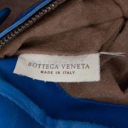Pre Owned Bottega Veneta Blue Small Nappa Intrecciato Roma Satchel