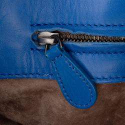 Pre Owned Bottega Veneta Blue Small Nappa Intrecciato Roma Satchel
