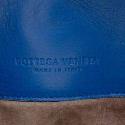 Pre Owned Bottega Veneta Blue Small Nappa Intrecciato Roma Satchel