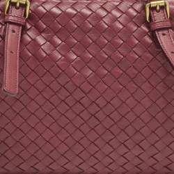 Pre Owned Bottega Veneta Red Intrecciato Leather Montaigne Bag