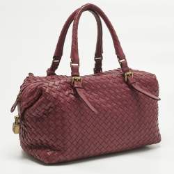 Pre Owned Bottega Veneta Red Intrecciato Leather Montaigne Bag