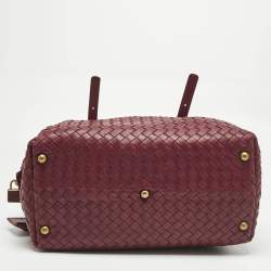 Pre Owned Bottega Veneta Red Intrecciato Leather Montaigne Bag