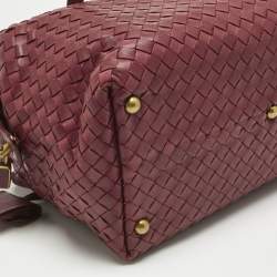 Pre Owned Bottega Veneta Red Intrecciato Leather Montaigne Bag