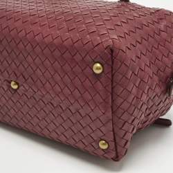 Pre Owned Bottega Veneta Red Intrecciato Leather Montaigne Bag