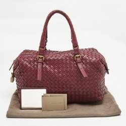 Pre Owned Bottega Veneta Red Intrecciato Leather Montaigne Bag