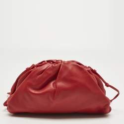 Pre Owned Bottega Veneta Red Leather The Mini Pouch Bag