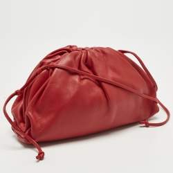 Pre Owned Bottega Veneta Red Leather The Mini Pouch Bag