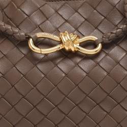 Pre Owned Bottega Veneta Brown Intrecciato Leather Andiamo Top Handle Bag