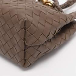 Pre Owned Bottega Veneta Brown Intrecciato Leather Andiamo Top Handle Bag