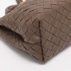 Pre Owned Bottega Veneta Brown Intrecciato Leather Andiamo Top Handle Bag