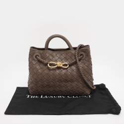 Pre Owned Bottega Veneta Brown Intrecciato Leather Andiamo Top Handle Bag