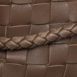 Pre Owned Bottega Veneta Brown Intrecciato Leather Andiamo Top Handle Bag