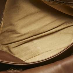 Pre Owned Bottega Veneta Brown Intrecciato Leather Flap Bowler Bag